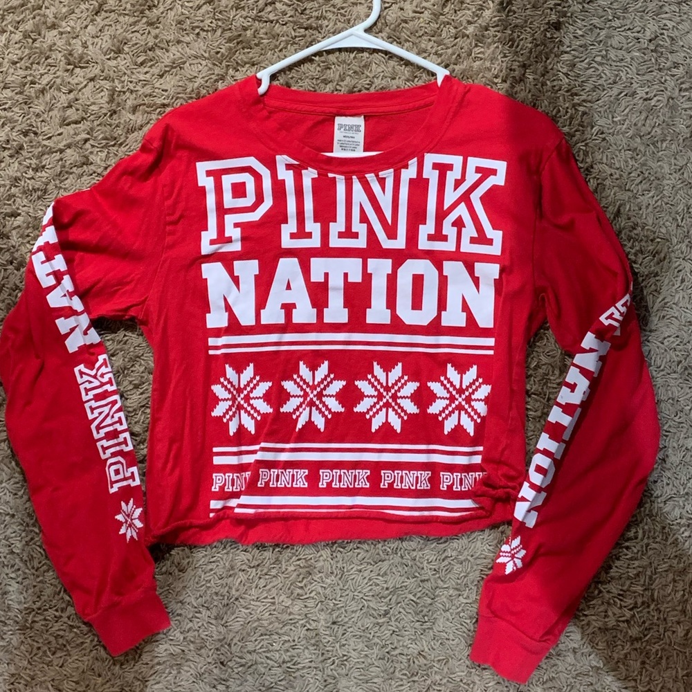 Long sleeve oversized crop top (PINK)